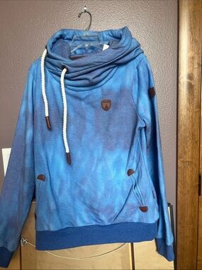 Wanakome Blue Ombre Cowl Pullover with Rope Drawcords